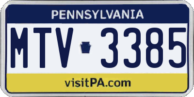 PA license plate MTV3385