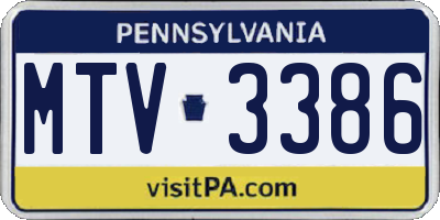 PA license plate MTV3386