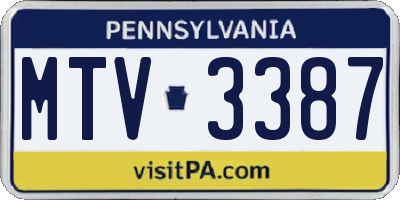 PA license plate MTV3387