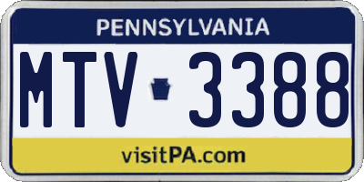 PA license plate MTV3388