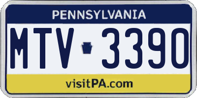 PA license plate MTV3390