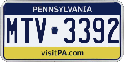 PA license plate MTV3392