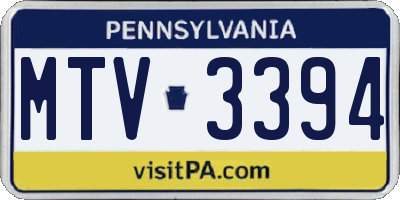 PA license plate MTV3394