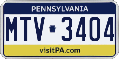 PA license plate MTV3404