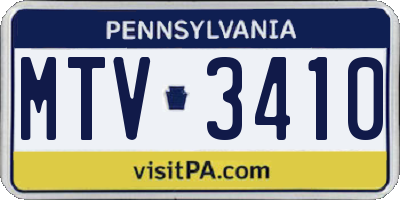 PA license plate MTV3410