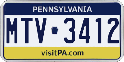 PA license plate MTV3412