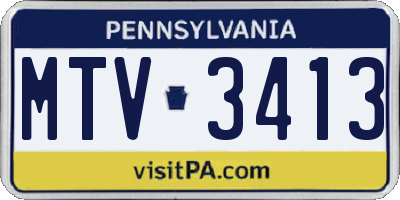 PA license plate MTV3413