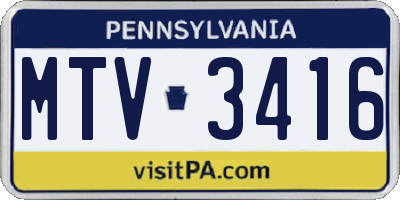 PA license plate MTV3416