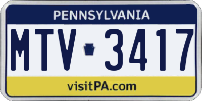 PA license plate MTV3417