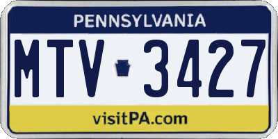 PA license plate MTV3427
