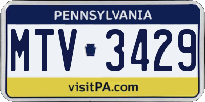 PA license plate MTV3429