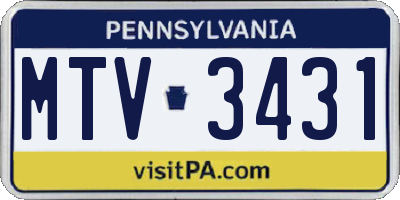PA license plate MTV3431