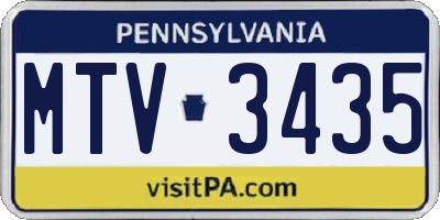 PA license plate MTV3435