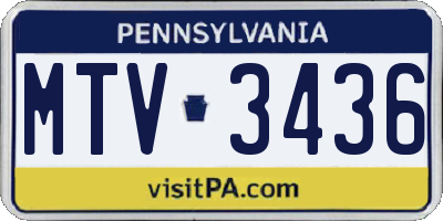 PA license plate MTV3436