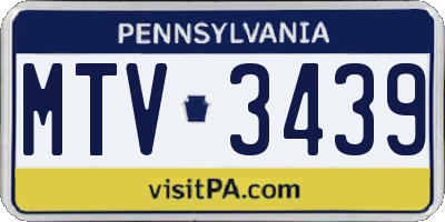 PA license plate MTV3439