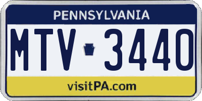 PA license plate MTV3440