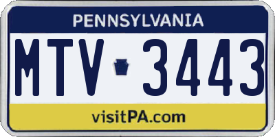 PA license plate MTV3443
