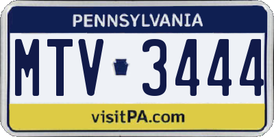 PA license plate MTV3444