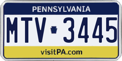 PA license plate MTV3445
