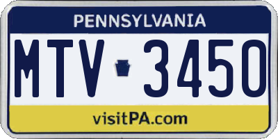 PA license plate MTV3450