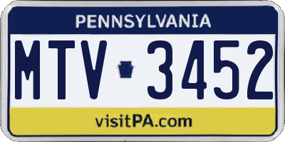 PA license plate MTV3452