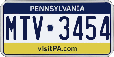 PA license plate MTV3454