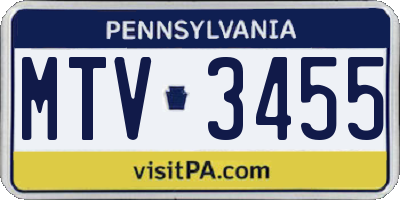 PA license plate MTV3455