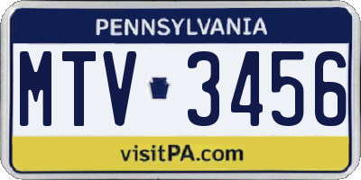 PA license plate MTV3456