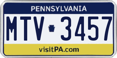 PA license plate MTV3457