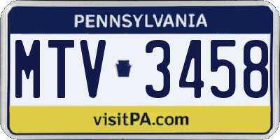 PA license plate MTV3458