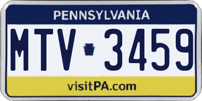 PA license plate MTV3459