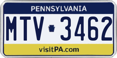PA license plate MTV3462