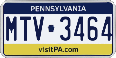 PA license plate MTV3464