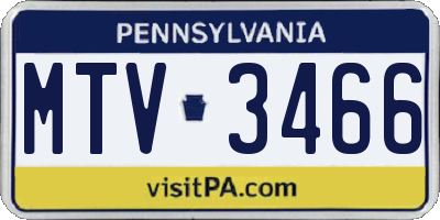 PA license plate MTV3466