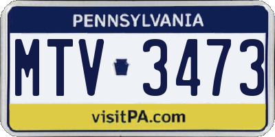PA license plate MTV3473
