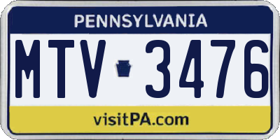PA license plate MTV3476