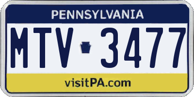PA license plate MTV3477