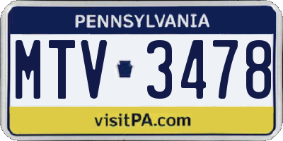 PA license plate MTV3478