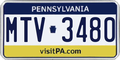PA license plate MTV3480