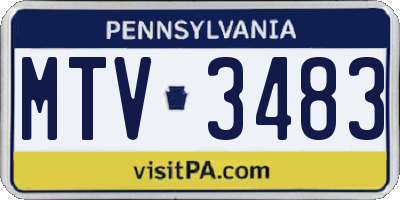 PA license plate MTV3483