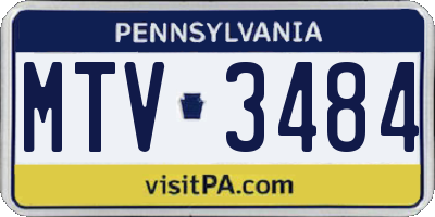 PA license plate MTV3484