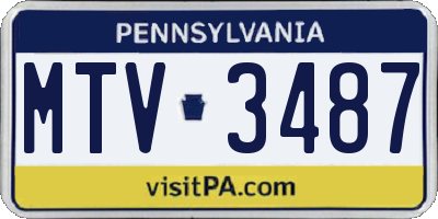 PA license plate MTV3487