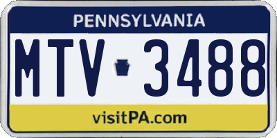 PA license plate MTV3488