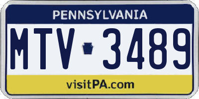 PA license plate MTV3489