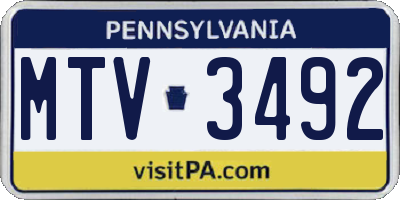 PA license plate MTV3492