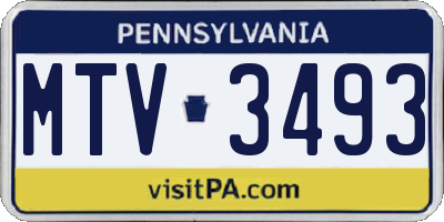 PA license plate MTV3493