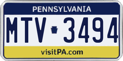PA license plate MTV3494