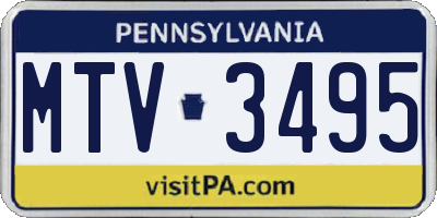 PA license plate MTV3495