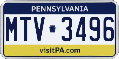 PA license plate MTV3496