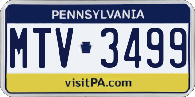 PA license plate MTV3499